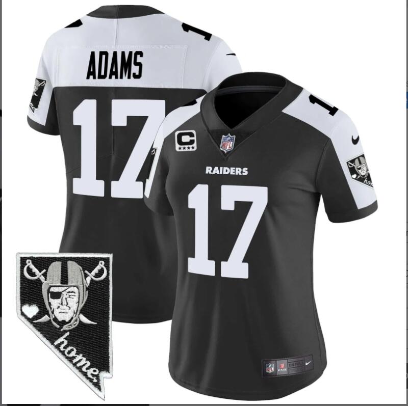 Women Oakland Raiders #17 Adams Nevada Home Patch black 2024 NFL Nike jerseys->women nfl jersey->Women Jersey